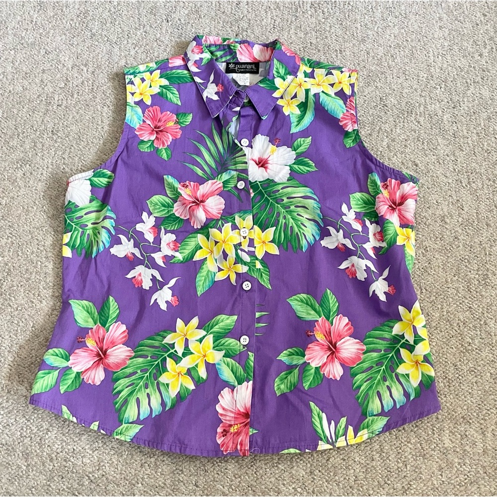 Purple Made in Hawaii Hawaiian Print Medium Tank Top